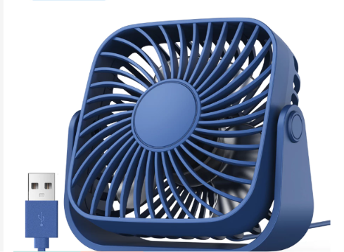 TOPK [USB Power Supply] Rechargeable Small Mini Electric Table Fan for Home, Car, Office, Desktop Camping
