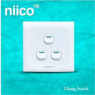 NIICO Classic 3 Gang 1 Way Wall Switch ( Single Pices)=5 Year Warranty